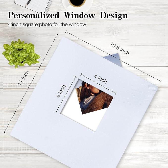 potricher Self Adhesive Photo Album 40 Pages, Linen cover, White | Photo Album Self Adhesive 4x6 5x7 8x10 Pictures, Linen Cover DIY Scrapbook Albums for Family, Wedding, Baby, Anniversary - Image 2