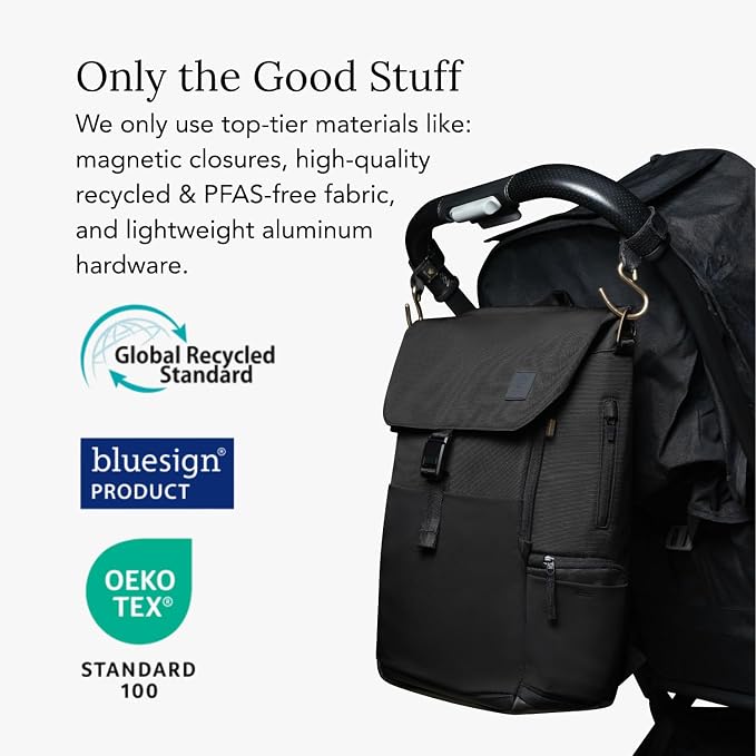 Huhu Diaper Bag Backpack – Large Baby Bag for Moms & Dads – Water-Resistant, Unisex Travel Kit for New Parents – Includes Changing Pad and 2 Organizer Pouches (Midnight Black) - Image 7