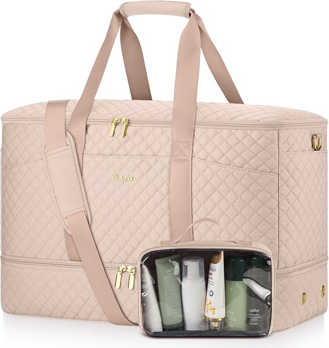 Duffle Bag for Travel, 40L Weekender Bag with Shoe Compartment, Carry On Overnight Bag for Women with Toiletry Bag Duffel Bags with Wet Pocket for Gym Hospital Bags for Labor and Delivery Antiquewhite by Unknown
