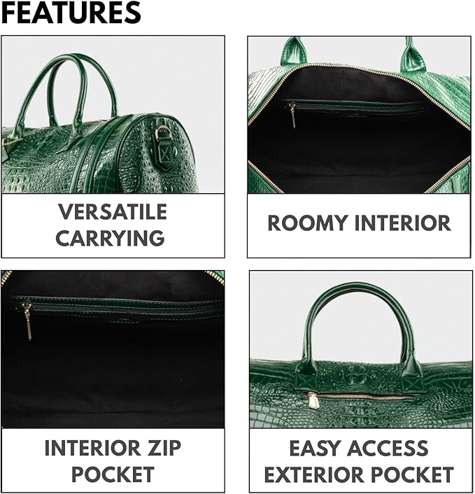 Tote&Carry Apollo 2 Vegan Leather Duffle Bag, TSA-Approved Carry-On for Men & Women, Gold Hardware Weekender for Travel, Gym, or Overnight Use - Image 4