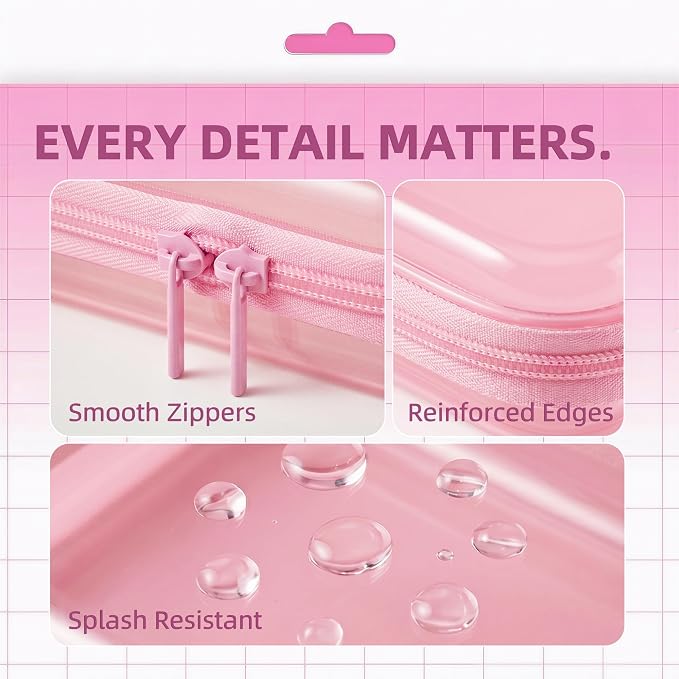 CoiiJoii 3PCS Large Clear Hard Shell Zippered Case, Diaper Bag Organizing Pouches, Waterproof Cosmetic Bag, Storage Organizer Bins. - Image 7