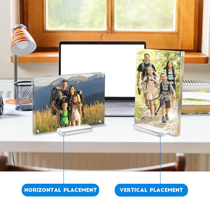 4 Pack Acrylic Picture Frame 8x10 Inch,Clear Magnetic Photo Frames,Double Side Freetanding Frame for Desktop Horizontal or Vertical Display, Certificate Documents Frame for Family,Office | With Base,Double Sided Frameless Floating,Can Horizontal & Vert... - Image 5