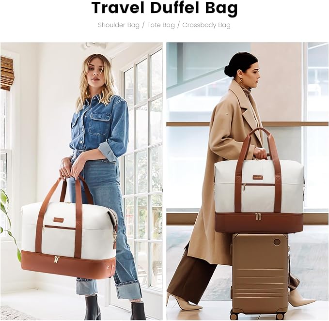 LOVEVOOK Weekender Bag for Women, Large Duffle Bag for Travel with 2 Packing Cubes, Carry on Overnight Bag with Shoe Compartment, Mom Hospital Bags for Labor and Delivery - Image 4