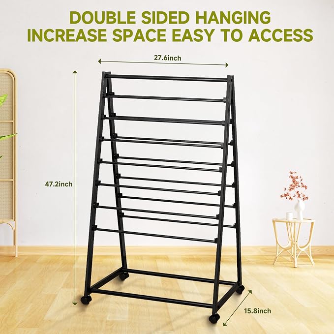 Ribbon Organizer, 15 Tier Metal Wire Spool Rack, Double-Sided Christmas Gift Wrapping Organizer Storage Ribbon Storage Rack for Craft Cake Shop Flower Store,Tie Scarf Rack Belt Towel Holder - Image 3