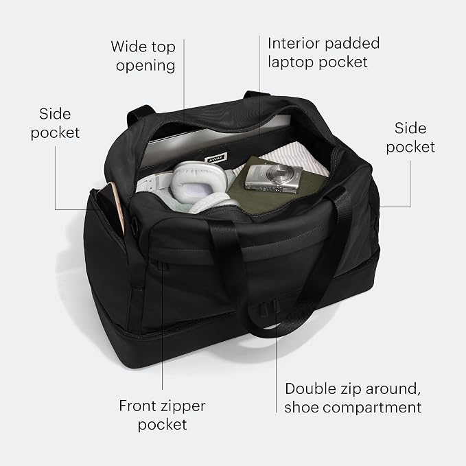 Away Featherlight Weekender Bag, Airline Approved Carry-On Bag | Fits Up to 16" Laptop Pocket, Shoe Compartment, Interior and Exterior Pockets, Travel Duffle Bag, Jet Black - Image 4