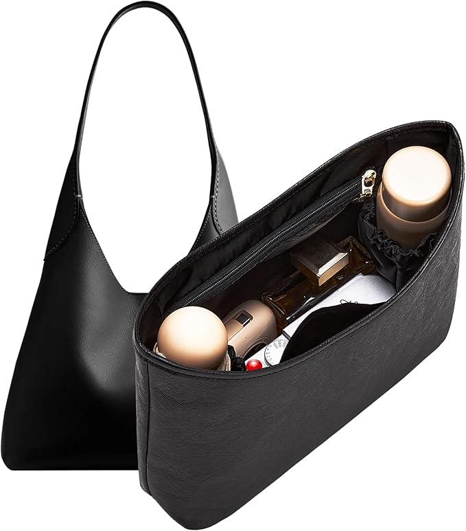 Brooklyn 28 Bag Insert, Purse Organizer Insert for Coach, Black | Waterproof Dupontpaper For Coach Brooklyn Shoulder Bag 28, Lightweight, 5 Compartments Zipper Pocket, Elastic Holders by Doxo