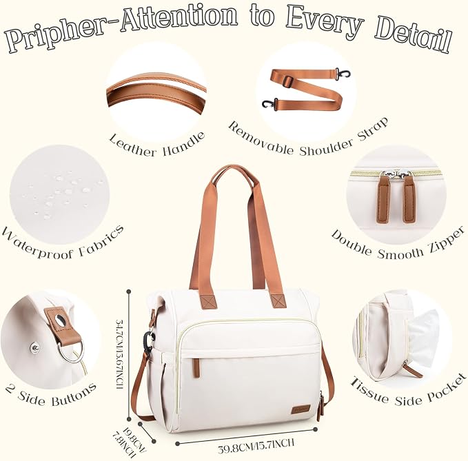 Diaper Bag Backpack Mommy Bag Large Capacity Diaper Backpack Travel Essential Baby Diaper Bag for Mom and Dad, Black (White & Creamy-White) - Image 3