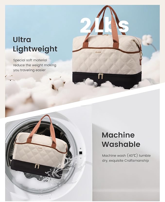 LOVEVOOK Travel Carry On Bag for Women, Lightweight Weekender Bags with Shoe Compartment, Wet Pocket, Hospital Overnight Bags for Women Labor Delivery, Personal Item Duffle Bag for Gym, Sport - Image 4