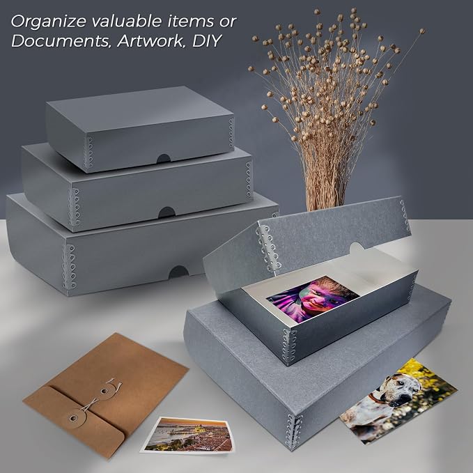 Lineco, 11x17 Clamshell Archival Folio Storage Box, 3" Deep | Acid-Free with Metal Edge Preservation Box, Preserves Picture, Magazines, Organize Photos, Documents, Artwork, DIY - Image 7