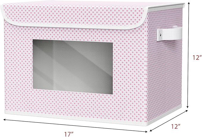 Univivi Fabric Foldable Storage Boxes with Lids, 4 Pack, Pink | 17 x 12 x 12 In Large Stackable Storage Bins with Lids, Closet Organizers and Storage Cube Basket for Home, Office, Bedroom - Image 2