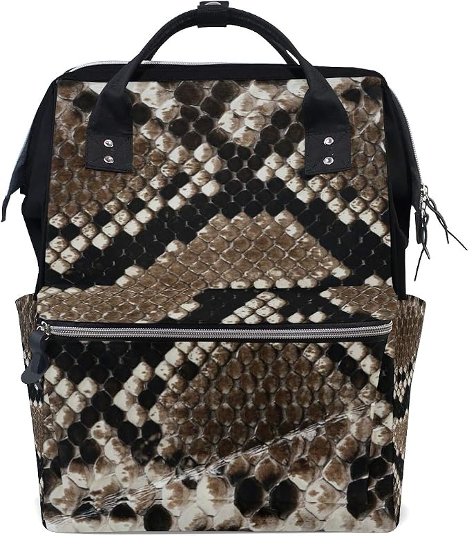 Large Diaper Bag Backpack Snake Print Cosmetology Bag Waterproof Hairstylist Traveling Bag by DERLONKAJE