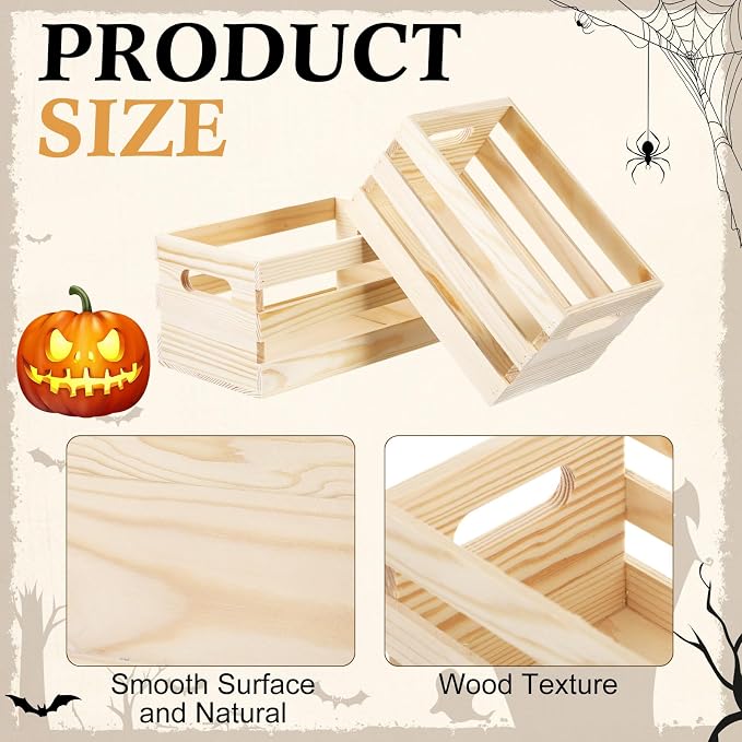 Yiyiring 12 Pcs Small Wooden Crates with Handles Bulk 6.5'' Mini Wood Crates for Crafts Rustic DIY Unfinished Wood Storage Boxes Decorative Farmhouse Basket Display Home Kitchen Milk Wine Toys Decor - Image 3