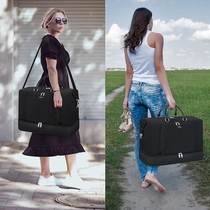 TIBES Travel Weekender Bag for Women, Overnight Bag with Shoe Compartment | 3PCS Large Travel Duffel Bag for Gym, Travel, Hospital, Business Trip, Carry On Tote, Wet & Dry Separation, Water Resistant - Image 2