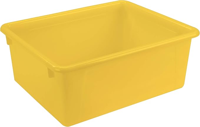 Storex Letter Size Deep Storage Tray – Organizer Bin for Classroom, Office and Home, Yellow, 5-Pack (62526A05C) - Image 3