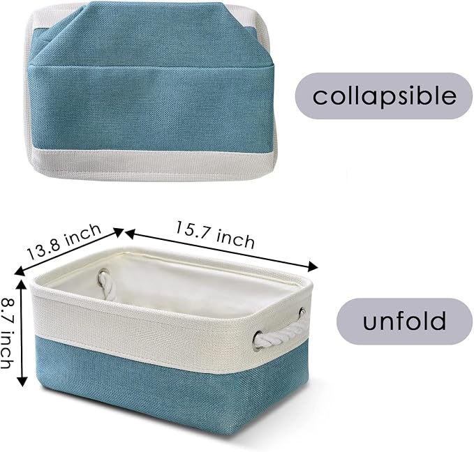 Organization and Storage Basket for Organizing - 12X8X5.2 inch 6 Pack Fabric Cube Storage Bin Collapsible Baskets for Shelves, Storage Box for Cloth Decorative room (White & Green) - Image 5