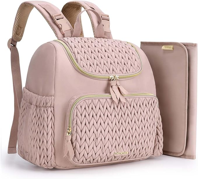 mommore Diaper Bag Backpack, Stylish Mini Travel Bag with Changing Pad | Insulated Pockets & Stroller Straps; small diaper backpack, compact maternity bag for baby essentials, hospital & daily work by mommore