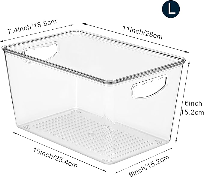 theaoo Large Clear Storage Bins with Lids, Stackable Containers, 4 Pack | Pantry Organization And Storage For Kitchen, Fridge, Garage And Cabinets. Clear Design Keeps Items Organized - Image 5