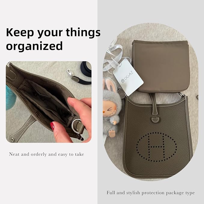 DGAZ Silky Purse Organizer Insert Fits Evelyne TPM/PM/GM/TGM Bags, Luxury Handbag & Tote Organizer, Simplicity bag organizer（Etoupe grey,TPM） | Soft and Lightweight,Perfect Fit,Multi-pocket Storage,Bag Protector,Luxury Bag Care,Handmade,for Smooth Bag ... - Image 8