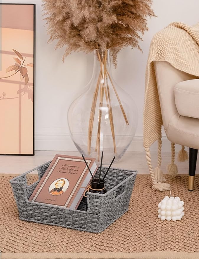 StorageWorks Pantry Baskets for Organizing, Woven Baskets, Round Paper Rope | Pantry Baskets for Patato and Onion Storage, Stackable Wicker Basket Organizer for Shelf, Woven Basket for Storage, 2-Pack - Image 6