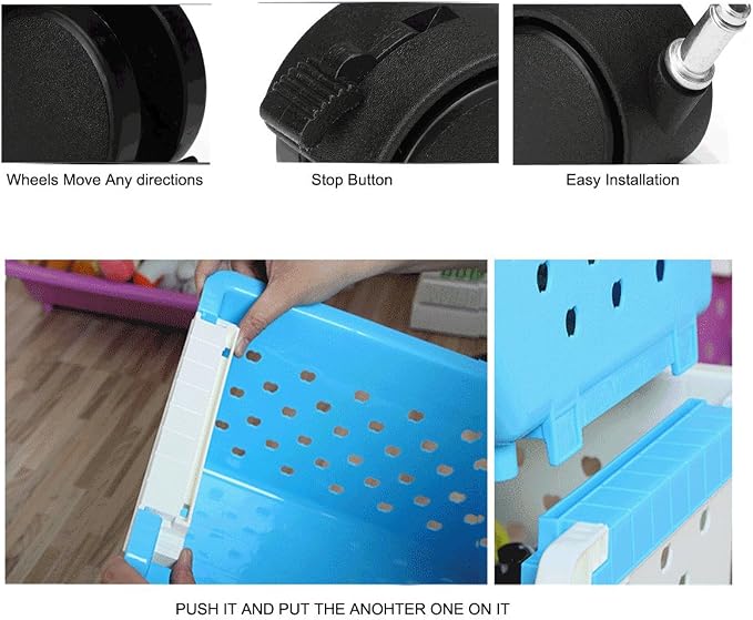 Toys Chest Large Baskets Storage Bins Organizer with Wheels For Kids Can Move EverywhereNatural/Primary (Primary Collection)(6 White) - Image 4