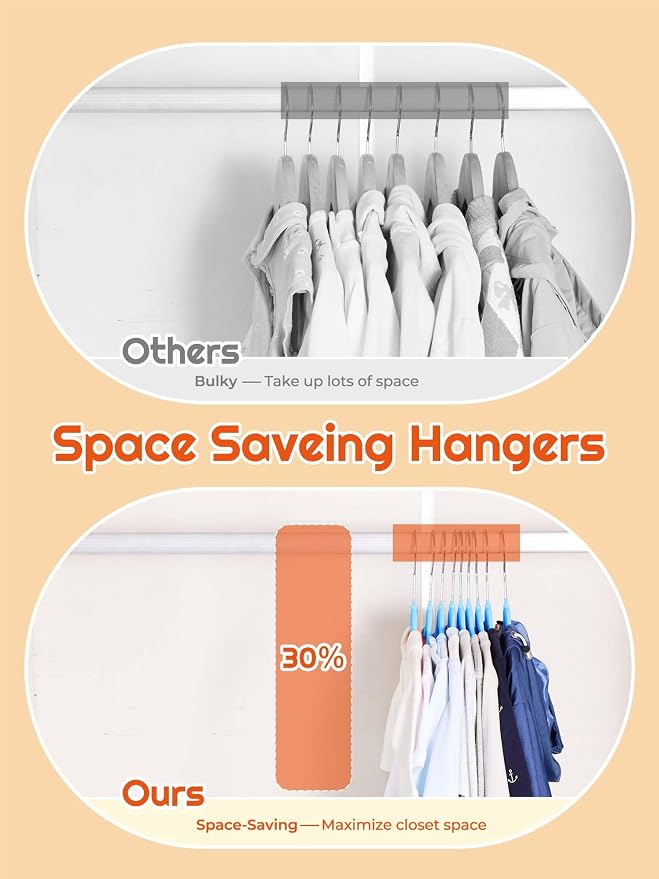 HOUSE DAY 14 Inch Kids Velvet Hangers 50 Pack, Durable Big Kid Hanger Blue | Children Hangers for Youth, Teen, Non Slip Kids Felt Hanger, Cute Small Hanger for Closet, Ideal for Everyday Use - Image 5