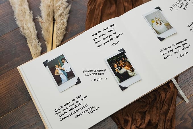 Personalized Guest Book - 11.5" x 8.5" Premium Custom Guest Signing Book with Bookmark and Blank Pages for Wedding Reception Table Decoration Engagement Birthday Party Event, Charcoal - Image 4