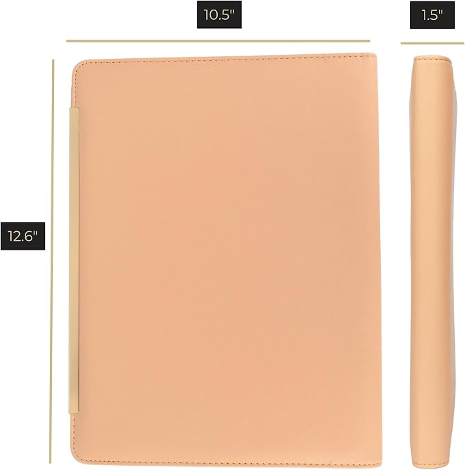 BLU MONACO | Peach Beige Vegan Leather Portfolio Binder for Women | Zipper Portfolio Binder with Gold Trim | Professional Business Portfolio with Zipper for 8.5 x 11 Documents - Image 6