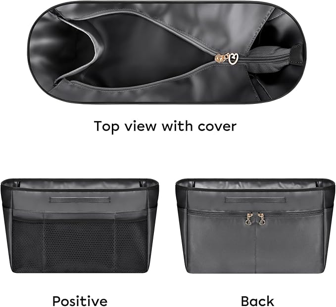 GIVLEFLY Purse Organizer Insert for Tote Bag, 9.84 Inch Satin Bag Organizer with Zipper Top, Multi Pocket Handbag Organizer - Image 8