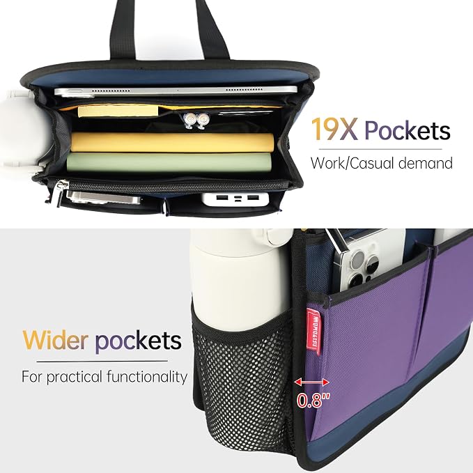 Large Premium Wider Rugged Backpack Organizer Insert for Men Women Work Travel -19 Pockets, Padded Nylon-Mix - Image 3