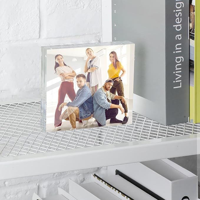 Yalikop 4 Pcs 4 x 4 Inch Thick Clear Acrylic Magnetic Photo Frames, 20mm Thickness Double-sided Transparent Visible Picture Frame Desktop Display for Home Office School Store Supplies - Image 7