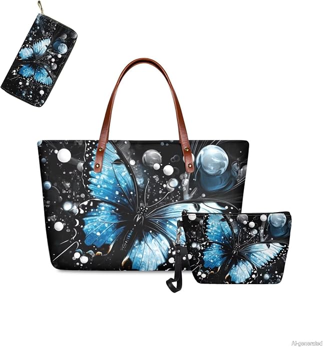 GIFTPUZZ Women Top Handle Bags Handbags with Zipper Leather Wallet Cash Card Phone Holder and Makeup Bag Set 3pcs - Image 5