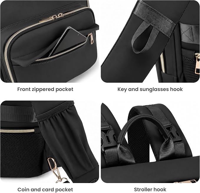 Large Capacity Diaper Bag Backpack with Changing Pad, Waterproof Baby Travel Backpack for Parents-Black - Image 8