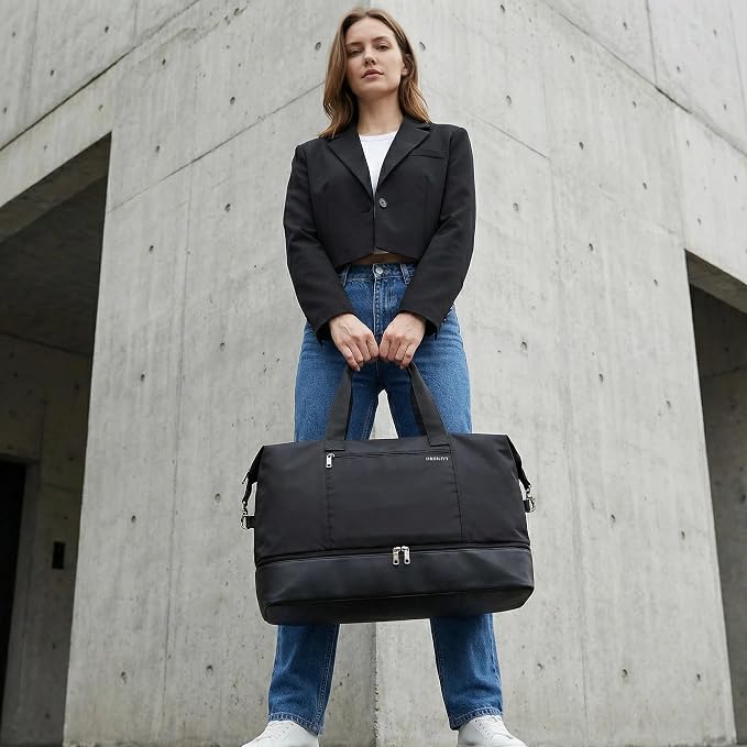 Oeihuivt Weekender Bags for Women with 3 Extra Pack - 21 Inch Large Travel Duffel Bag Set with Shoe Compartment, Heavy-Duty nylon Carry On Overnight Tote - Image 3