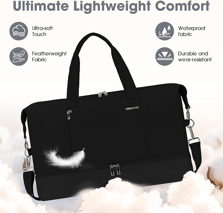 Women's Weekender bag Travel Duffel Bag with Shoe Compartment 21-inch Airline-Approved Carry-On, 2-Piece Overnight Bag Set Personal Item Luggage - Image 2