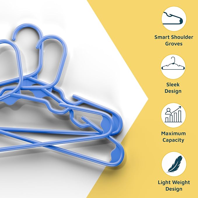 Lifemaster Plastic Kids Clothes Hangers – Children Clothes Hanger with Shoulder Notch, 11.6 Inch Space-Saving Closet Organizer for Baby, Toddler, and Kids Clothing, Hold Up to 5 lbs, Pack of 30, Blue - Image 5