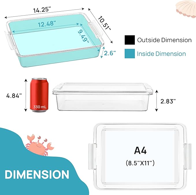 Vtopmart 4 Pack 6 Qt Plastic Storage Bins with Lids, Sensory Bins, White | Stackable Clear Containers for Organizing School & Office Supplies, Arts & Crafts Organizers and Storage for Home, Craft Room - Image 2