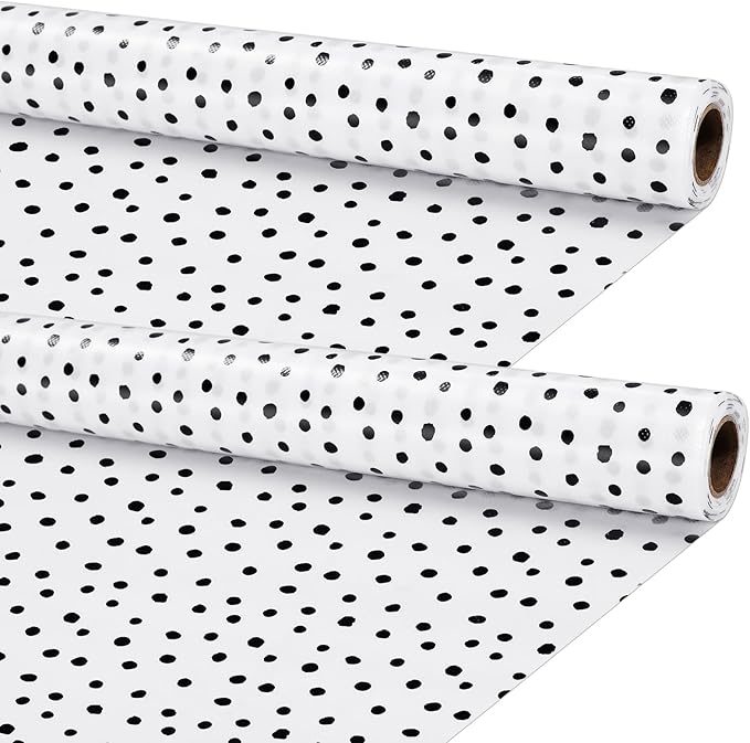 Kolldenn 2 Rolls Black White Dots Fabric Bulletin Board Paper Roll 4 x 12 ft Extra Large Non Woven Waterproof Roll Fade Resistant for DIY Craft Drawing Painting Classroom Decor by Unknown