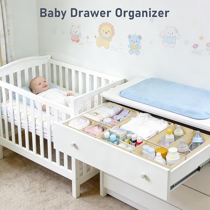 DIMJ Drawer Organizer Clothes - 26 Pack Baby Dresser Organizer for Nursery Closet Organization, Fabric Drawer Organizer Bins for Underwears Socks Bras, Foldable Storage Dividers for Bedroom - Image 2
