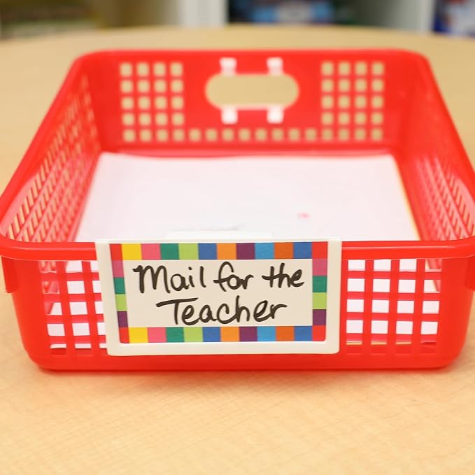 Really Good Stuff Small Desktop Paper Storage Baskets, 14" x 10" x 3.25" | 6-Pack, Rainbow Group Colors, Mesh Baskets for Classroom or Home, Secure Papers Crease-Free - Image 5