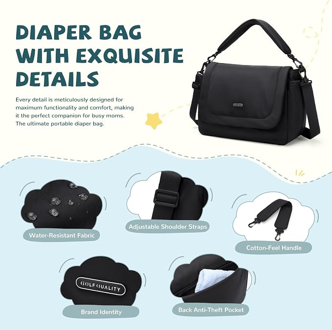 14L Puffer Diaper Bag Tote, Large Capacity Travel Diaper bags, Crossbody Hospital Bag for mom - Image 7