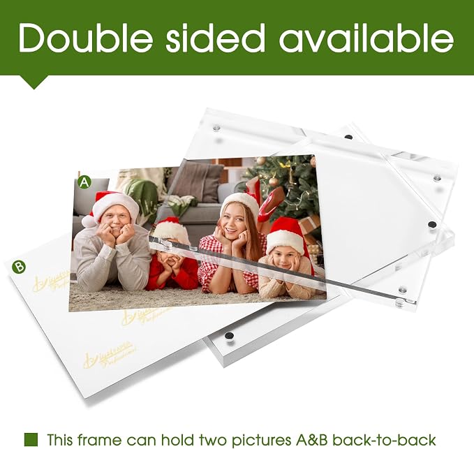 SYNTRIFIC 4x6 Acrylic Frames 6 Pack,10+10mm Thickness Acrylic Picture Frames,Freestanding Double Sided Magnetic Picture Frames Lucite Frameless Transparent Gift for Desktop Display | Clear Lucite Frames, Stand on Desk, Horizontal and Vertical, Frameles... - Image 3