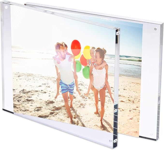 8x10 Acrylic Frame 1 Pack,24MM Thicker Frameless Clear Picture Frames | Freestanding Double Sided Magnetic Picture Frame,Acrylic Picture Frames for Desktop Display with Microfiber Cloth,Gift Ideal - Image 8