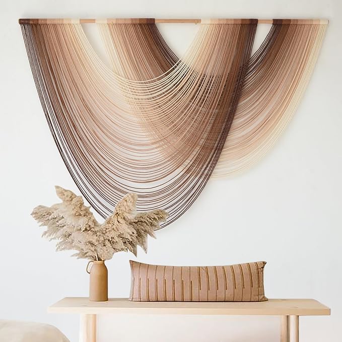 Macrame Wall Hanging Dip Dyed Large Boho Brown Fiber Wall Art 57"W*39"L | Hand Dyed Fiber Art, Textured Wall Hanging, for Living Room Bedroom Decor, Entryway Wall Art, Easy To Hang, Unique Gift - Image 4