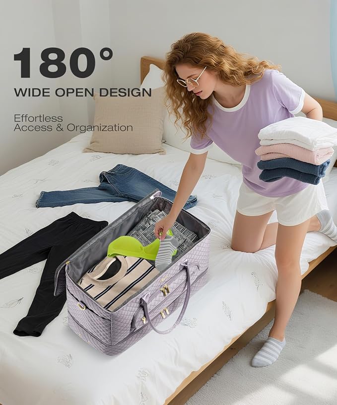 Travel Duffle Bag, Wide Open Large Weekender Bag for Women with Shoe Compartment, Carry on Overnight Bags with Toiletry Bag, Hospital Bag for Women Labor Delivery (Peacock Blue) - Image 3