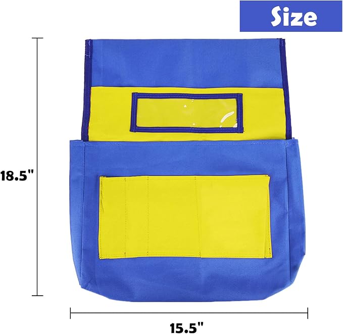 5 Pcs Chairback Buddy Organizer Pockets with Name Tag Slot - Classroom Kids Seat Hanging Storage Bag for Preschool Daycare, With 6 Pockets for Organizing School Supplies - Image 2