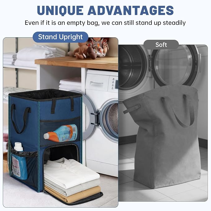 Large Laundry Backpack Bag with 3 Sizes Mesh Wash Bags Total 170L | 2 in 1 Laundry Hamper Basket with Shoulder Straps, Freestanding Laundry Bag for College Dorm, Laundromat, Apartment - Image 4