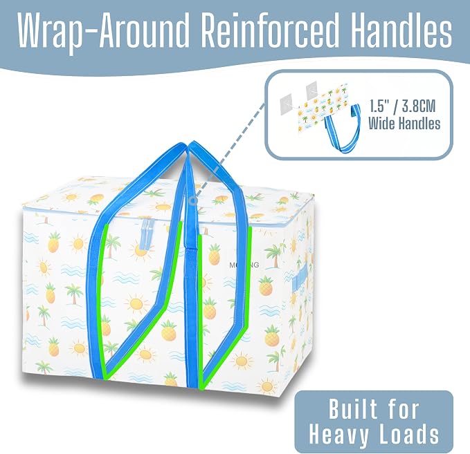 VENO 8 Pack Heavy Duty Moving Bags, Extra Large Storage Bags with Reinforced Handles & Strong Zippers, Foldable & Reusable Moving Box Alternative for Clothes & Dorm Storage - Image 3
