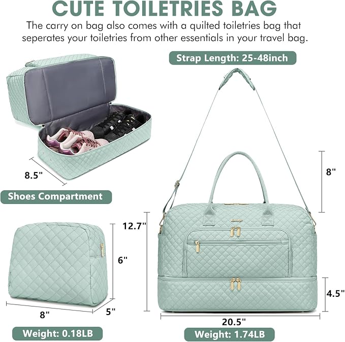 Travel Duffle Bag Weekender for Women - Carry-On Overnight Bag Personal Item Bag with Shoe Compartment & Wet Pocket Large Weekend Tote Bags with Toiletry Bag Hospital Bags for Labor and Delivery - Image 2