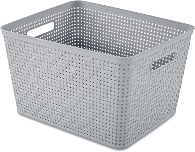 Sterilite 12 Pack Plastic Storage Bin Organization Containers, Tall Baskets, Cement - Image 7