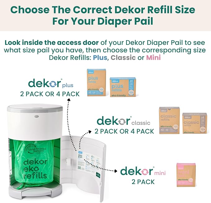 Diaper Dekor CLASSIC Diaper Pail Refills, Unscented, Exclusive End-of-Liner Marking, Thick Quick & Easy to Replace, Most Economical Refill System for Original and Eko Style Pails,(Pack of 24) - Image 4